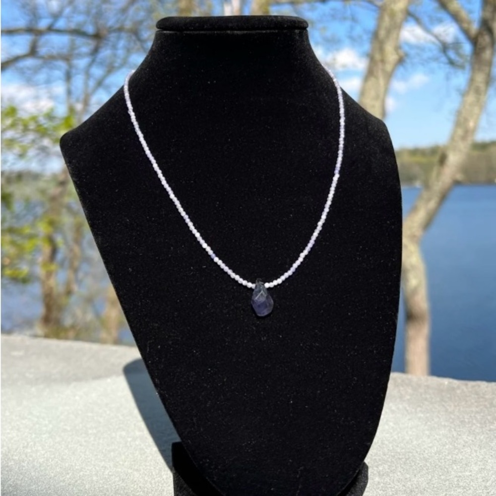 Handmade Crystal Necklace- Dainty Tanzanite & Iolite Necklace